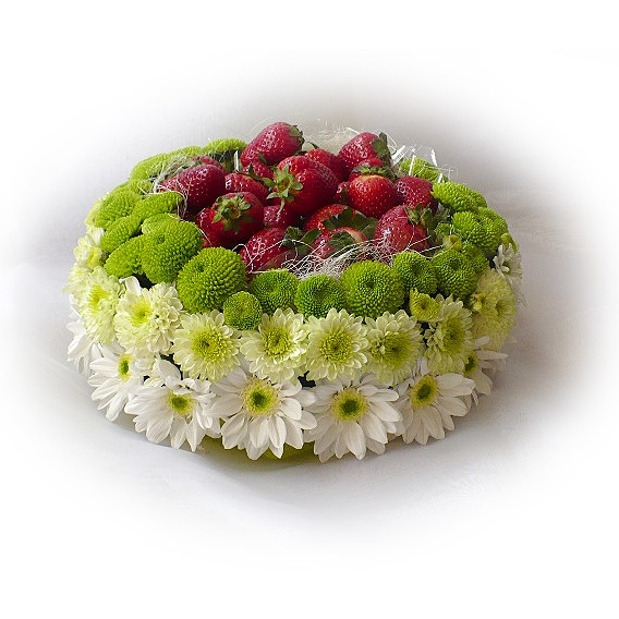 Tort kwiatowy z owocami sezonowymi - Kwiaciarnia KWIATOSTACJA Krakków