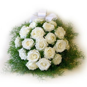 Bukiet kondolencyjny z białych róż - Kwiaciarnia KWIATOSTACJA Kraków