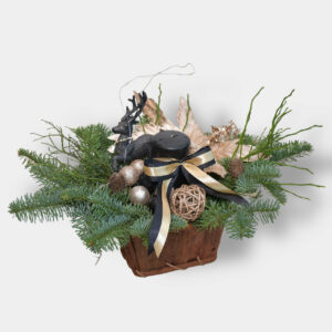 Stroik świąteczny z czarną świecą premium - Kwiaciarnia KWIATOSTACJA Kraków