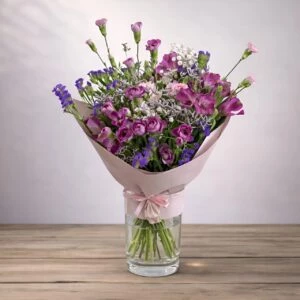 Bukiet „Fioletowe Szaleństwo Florystki” - kompozycja odcieniach fioletu i różu